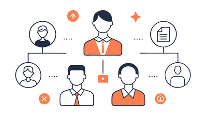 Poster - Professional business people icon set designed with editable line style, great for presentations, company team illustrations, and modern corporate visuals.