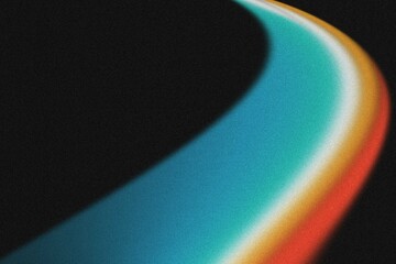 Aufkleber - Abstract curved path, teal, orange, and white gradient on black background.