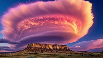 Poster - Stunning sunset over mountain landscape with dramatic clouds in Colorado, Beautiful sky clouds nature landscape at sunset Colorful clouds move on the blue sky