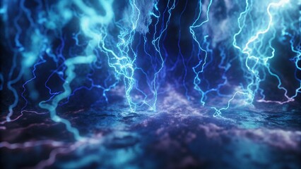 Aufkleber - Blue electric lighting, abstract electrical background, glowing energy currents, futuristic light effect, digital spark visual, dynamic electric texture, sci-fi power backdrop