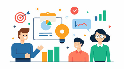 Poster - Digital Business Character Illustrations for Office Workflows, Teams, and Startup Concepts in Flat Style