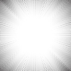 Poster - Dotwork noise burst beam background. Black noise stipple dots sunburst pattern. Motion, explosion effect. Abstract dotwork banner with star flash. Radial ray grunge pattern. Abstract sunbeam. 