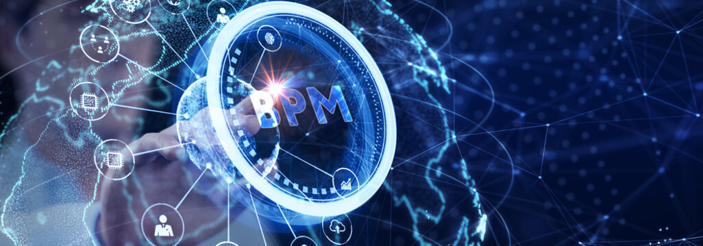 BPM Business process management system technology concept.
