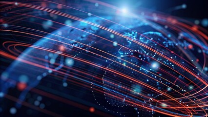 Poster - Abstract depiction of high speed global data transmission technology, showcasing futuristic connectivity, digital communication flow, and virtual information exchange across networks