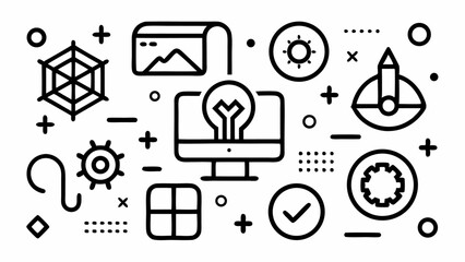 Poster - Graphic design line editable icons set vector illustration built for creative tools brand identity kits and digital design system elements