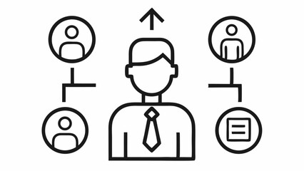 Poster - Human resources vector icon set with line illustrations for onboarding, staff evaluation, and work culture designs suitable for office systems and HR software