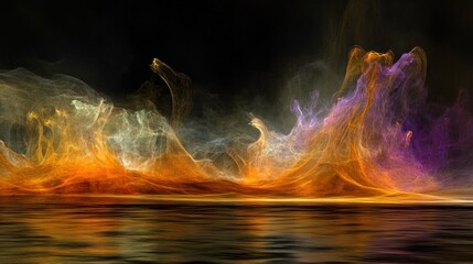 Poster - colorful ethereal landscape reflecting in still shimmering water below