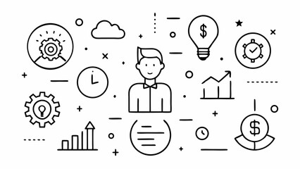 Poster - Startup vector icons collection featuring editable illustrations for business ideas launch growth and strategy tools