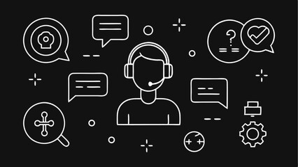 Poster - Editable support service line vector icons ideal for customer care help desk assistance and online technical support themes