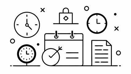 Poster - Time and calendar themed editable icon set in line vector format perfect for illustrating schedules planning dates productivity and appointment management visuals