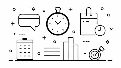 Poster - Editable line vector icon set themed on time and calendar featuring event scheduling reminders planning productivity timelines and deadline management concepts