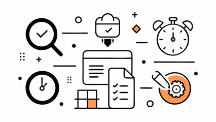 Poster - Time management editable icon set in line vector style showcasing productivity scheduling routines daily planning efficiency and time tracking visual elements