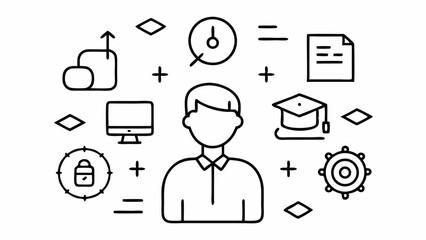 Poster - Training and coaching editable icon set in vector line style featuring learning development mentorship guidance personal growth skills building and coaching tools