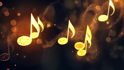 Poster - Musical notes ascend in harmony, creating a melodic flow in a darkened space, Musical note streaming up in melody with composer Musical Notes Flying