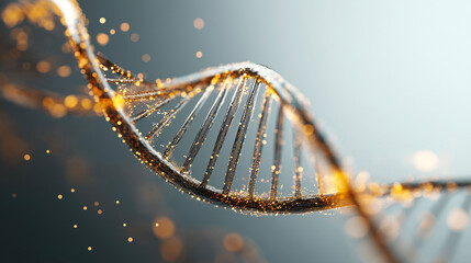 Poster - Futuristic Molecular Structure of DNA in Warm Glow