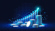 © Jacks Studio - Digital Financial Growth Chart with Stacked Coins and Glowing Blue Graph