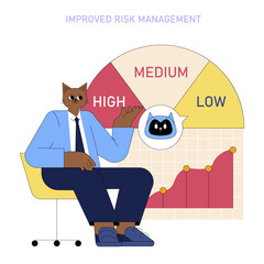 Poster - AI In Global Business Management. Flat Vector Illustration