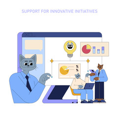 Poster - ai in global business management. flat vector illustration