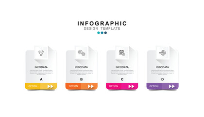 Fototapete - Vector Infographic label design template with icons and 4 options or steps. for your business data. Vector Illustration.