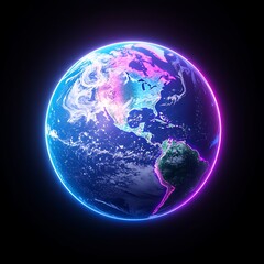 earth neon glow planet