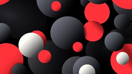 Poster - Abstract colorful geometric sphere shapes floating against a dark background