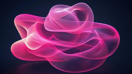 Poster - abstract pink glowing swirls appear against a dark color background