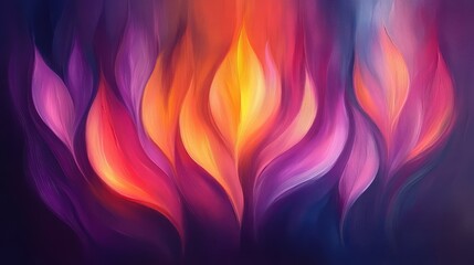 Poster - Abstract digital artwork of vibrant petals in shades of pink, purple, and orange creating a mystical and harmonious design