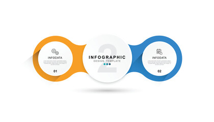 Fototapete - Vector Infographic label design template with icons and 2 options or steps.