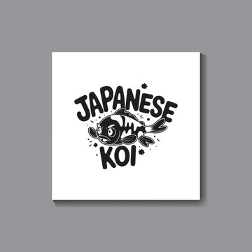 Bold Japanese Koi Fish Illustration with Playful Typography