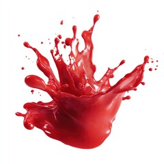 Fototapete - A vibrant red paint splash frozen in motion, isolated on a clean white background