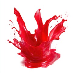 Fototapete - A vibrant red paint splash frozen in motion, isolated on a clean white background