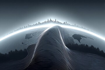 Wall Mural - global cityscape dawn futuristic world horizon.