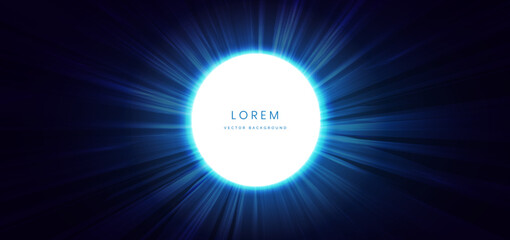 Poster - Futuristic circle glowing light effect with sprkle on dark blue background.