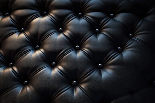 Dark tufted upholstery close up