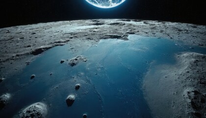 blue earth seen from the moon surface. 1
