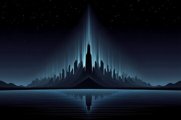 Wall Mural - neon cityscape night skyline with futuristic metropolis.