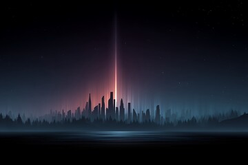 Wall Mural - night cityscape ethereal glow with futuristic skyline.