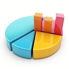 Poster - Colorful pie chart and bar graph illustrating data comparison.