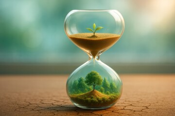 Wall Mural - Hourglass with Nature Symbolizing Time and Growth