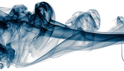 Poster - Abstract Blue Smoke Art A Dynamic Flowing Shape On A White Backdrop, Minimalist And Modern