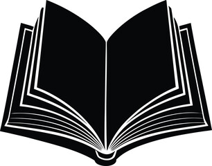 Poster - Open paper book illustration on black background represents literature and learning