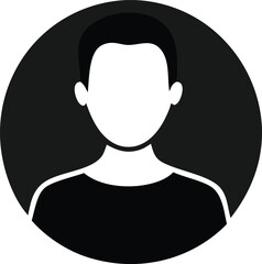 Poster - Vector illustration of a woman's head silhouette as a user profile icon, a simple black design on a white background representing a person