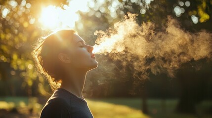 Wall Mural - a person exercising outdoors, breathing fresh air, symbolizing the process of drug detoxification.
