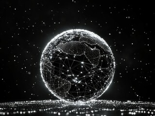Poster - A glowing networked globe representing global connectivity and technology.
