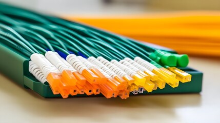 Poster - Fiber optic cables in high-tech lab setup modern workspace technology focus innovative environment