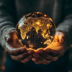 Poster - Global connections a holographic globe displaying antibacterial points of light