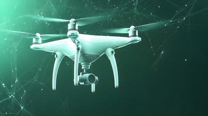 Poster - Aerial drone monitoring urban environment high-tech imagery futuristic perspective energy management