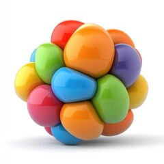 Poster - colorful clustered sphere of overlapping glossy blobs.