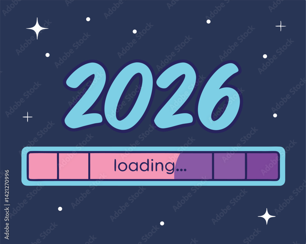 Loading 2026 Background 2026 Year Loading Bar with Stars Future Progress Graphic Stock Vector ...