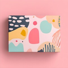 Poster - Creative packaging box mockup design top view flat style vibrant abstract patterns